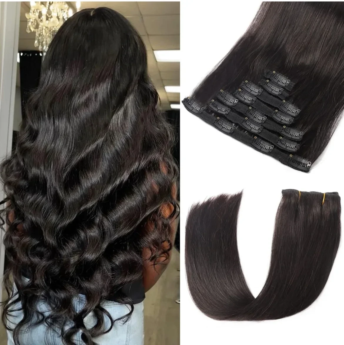 Extensiónes color natural 18” de clip 