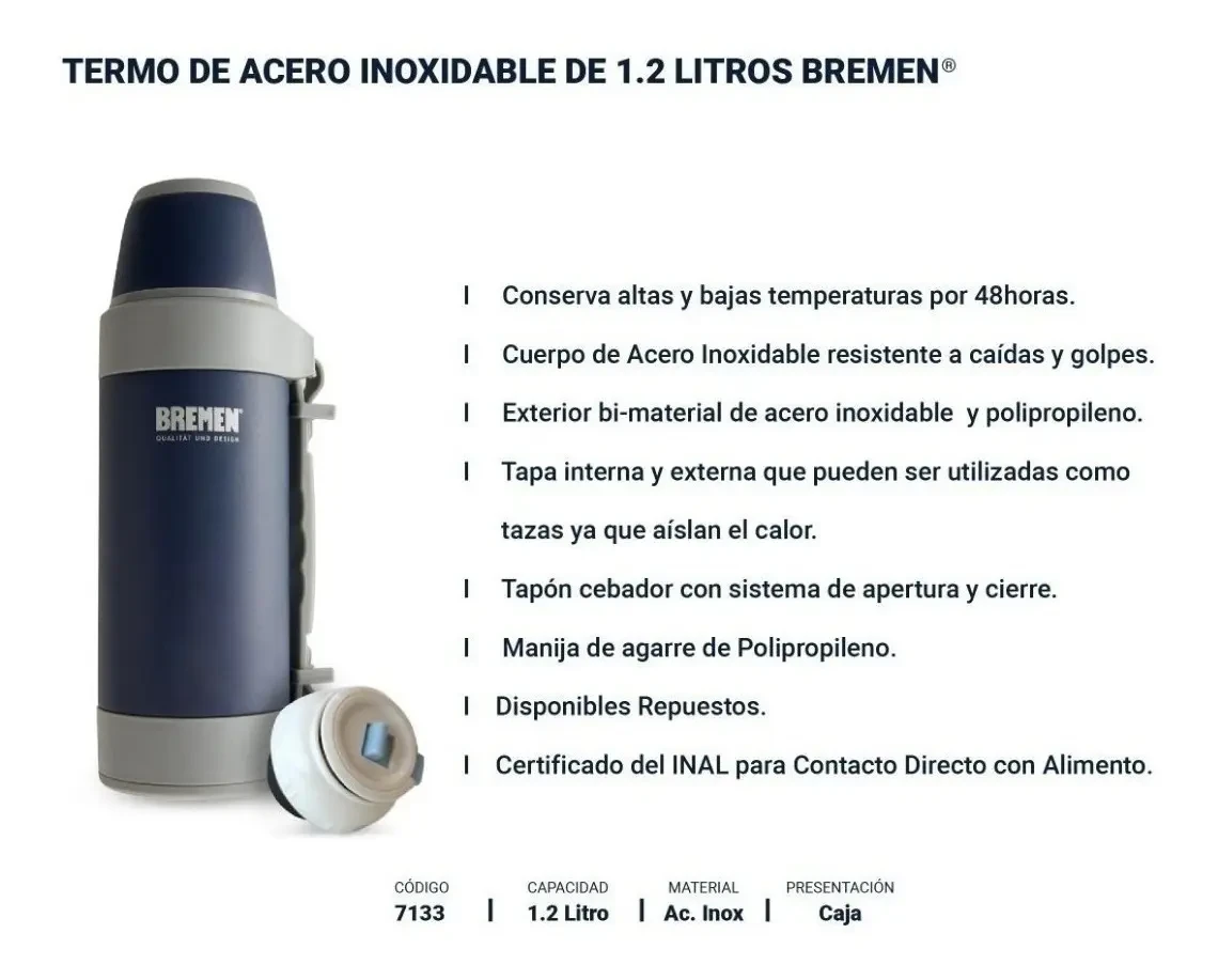 Combo Termo Botella Termica + Yerbera + Mate Bombilla Bremen 5