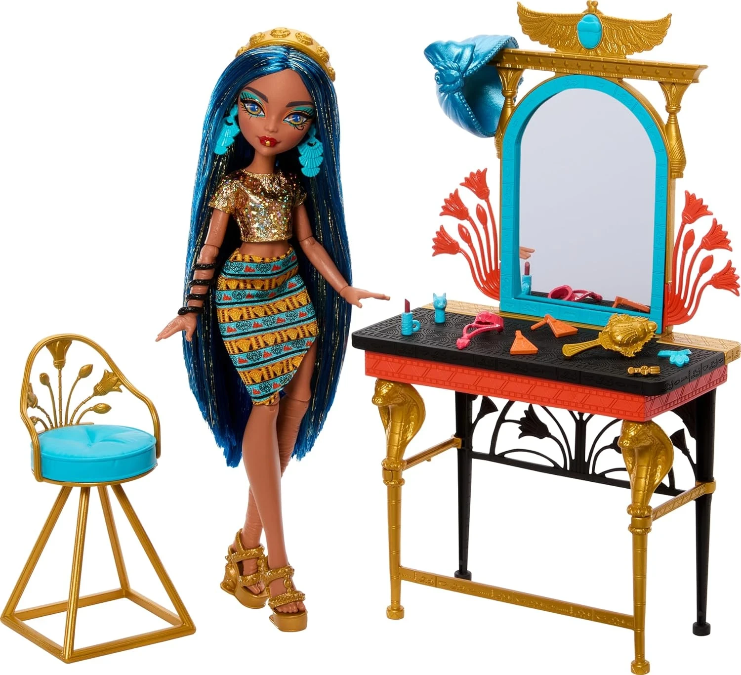 MONSTER HIGH DÍA DE MIEDO PROPIO CLEO DE NILE MUÑECA SET DE JUEGO 4