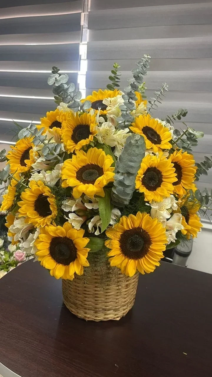 Cesta topiario de girasoles 