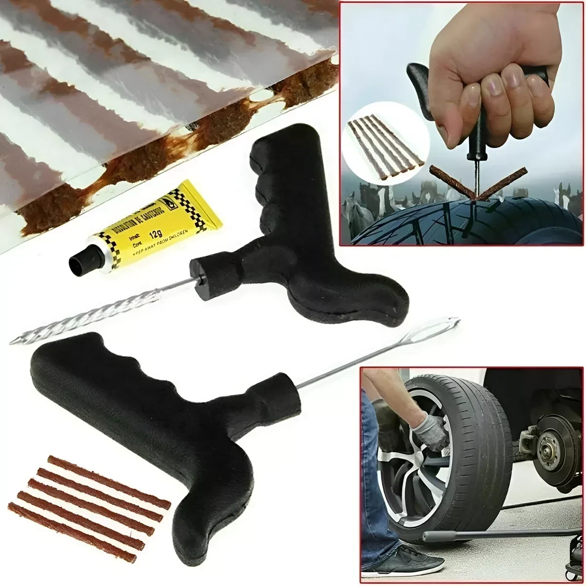 Kit Reparador Pinchazo Neumatico Moto Auto Bici 2