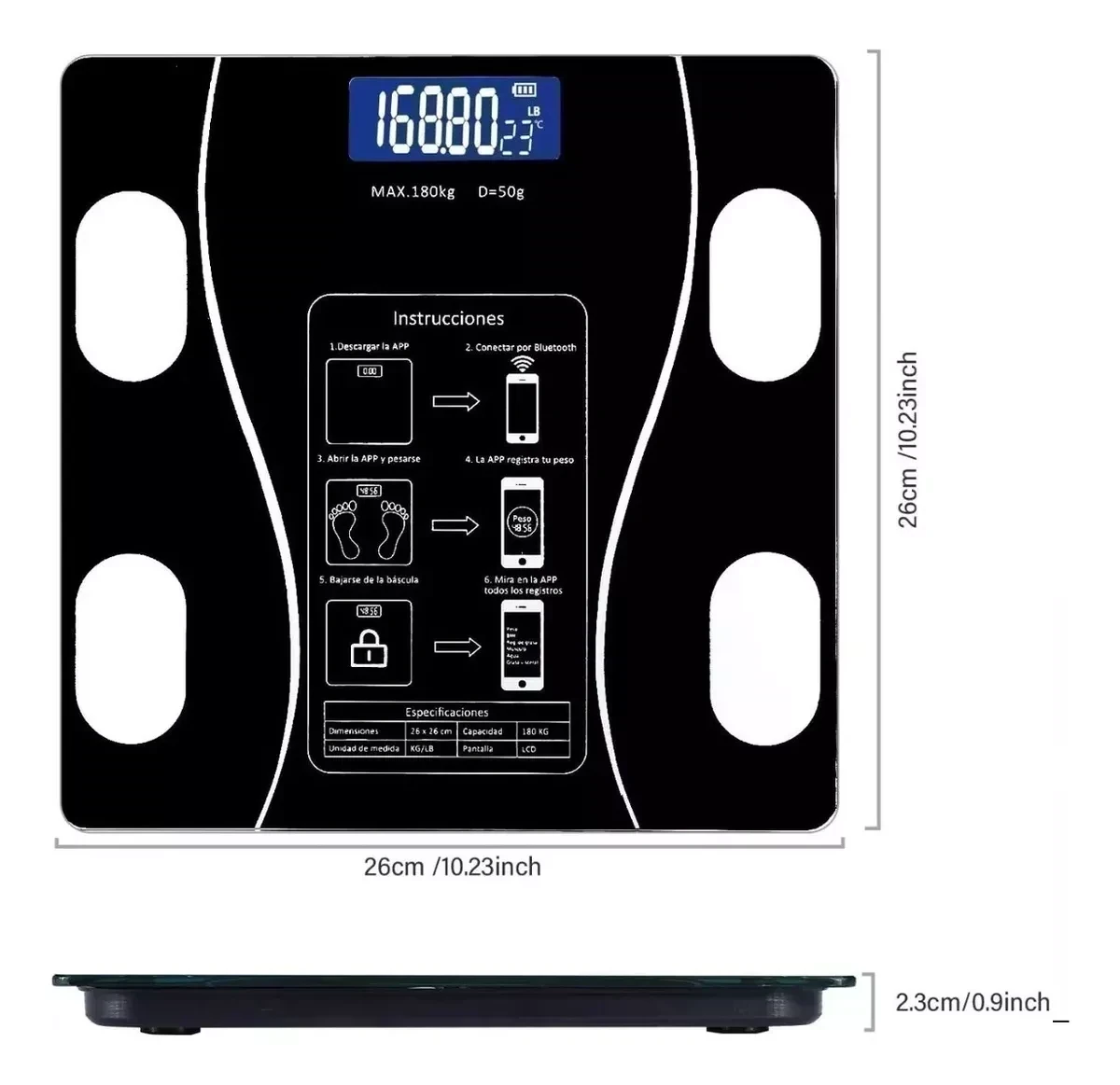 Pesa Digital De Baño App Inteligente Bluetooth  3