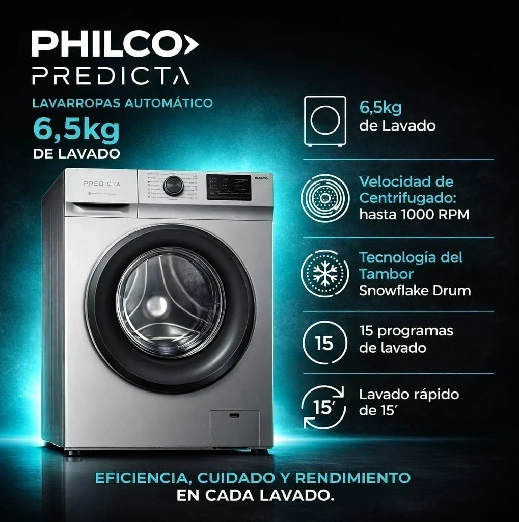  *LAVARROPAS PHILCO PREDICTA 6.5KG SILVER 