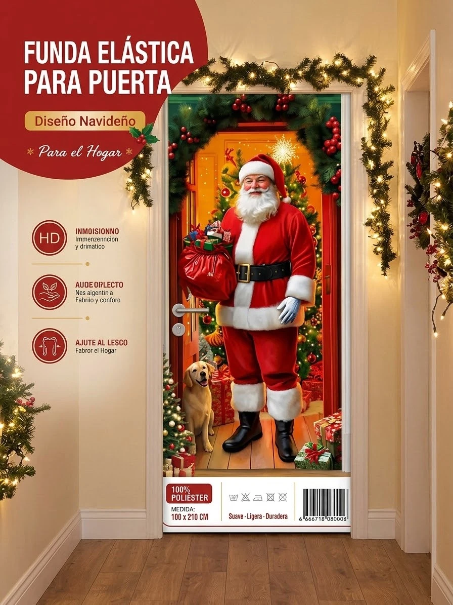 Funda elastica para  puerta navideña (10 diseños) 6