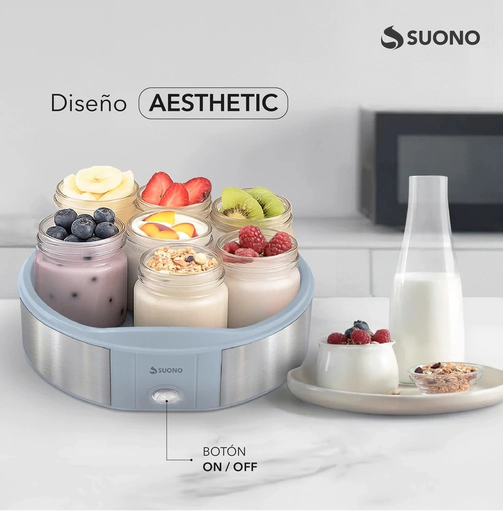 Yogurtera basica Suono 7 vasos de vidrio Celeste 5