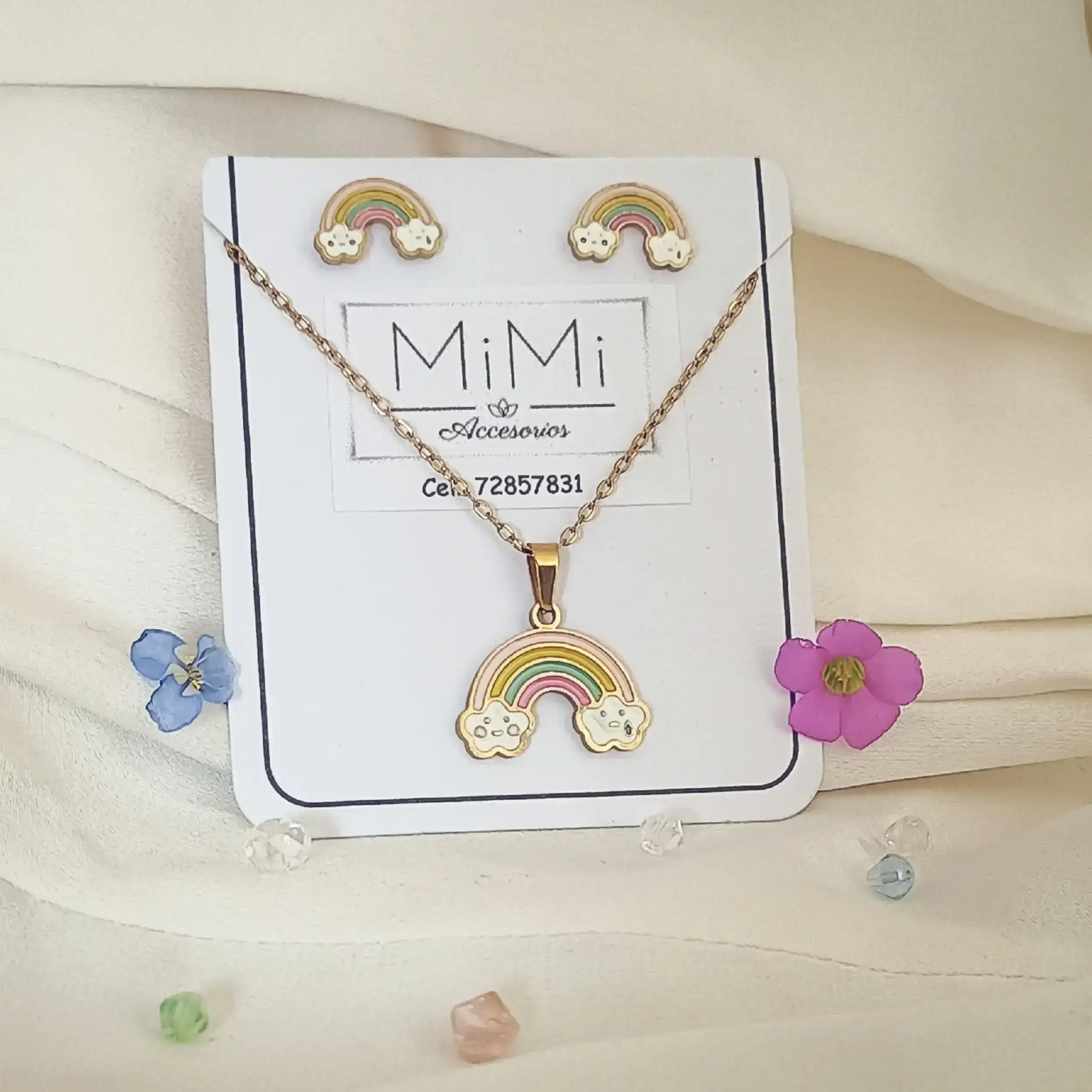 Juego de joyas en acero inoxidable arcoiris 