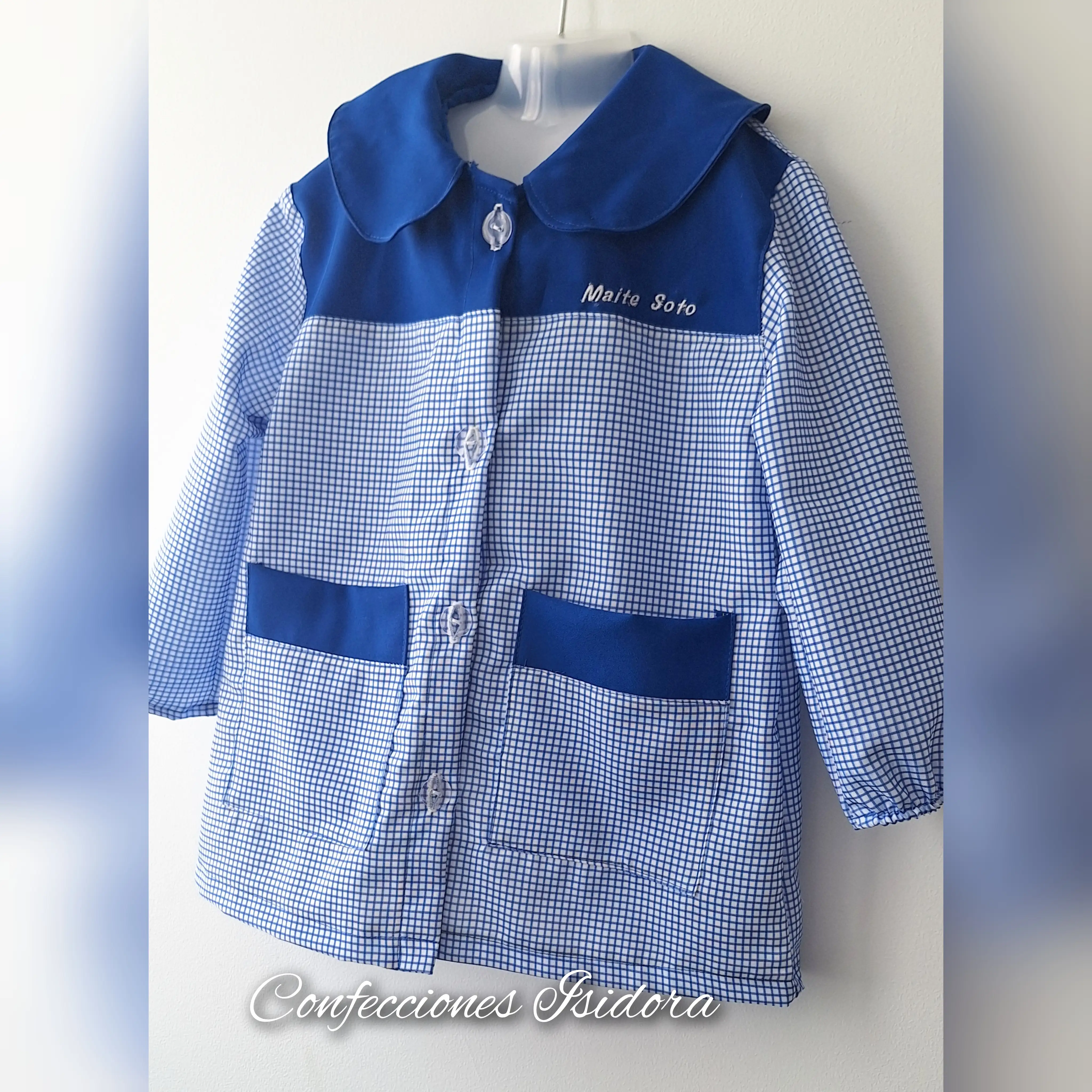 Delantal Cuadrille azul  2