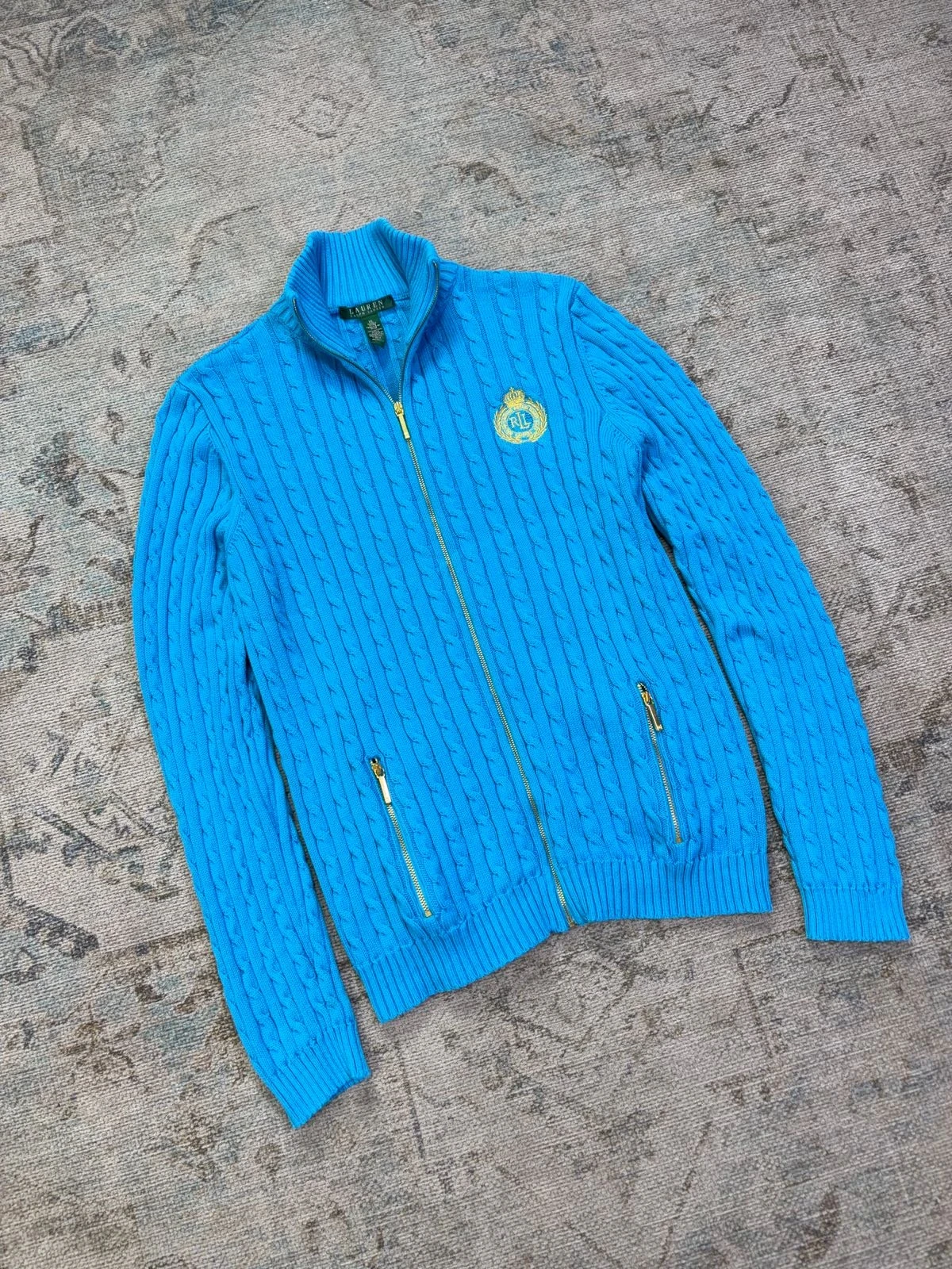 LAUREN RALPH LAUREN CABLE-KNIT FULL-ZIP SWEATER