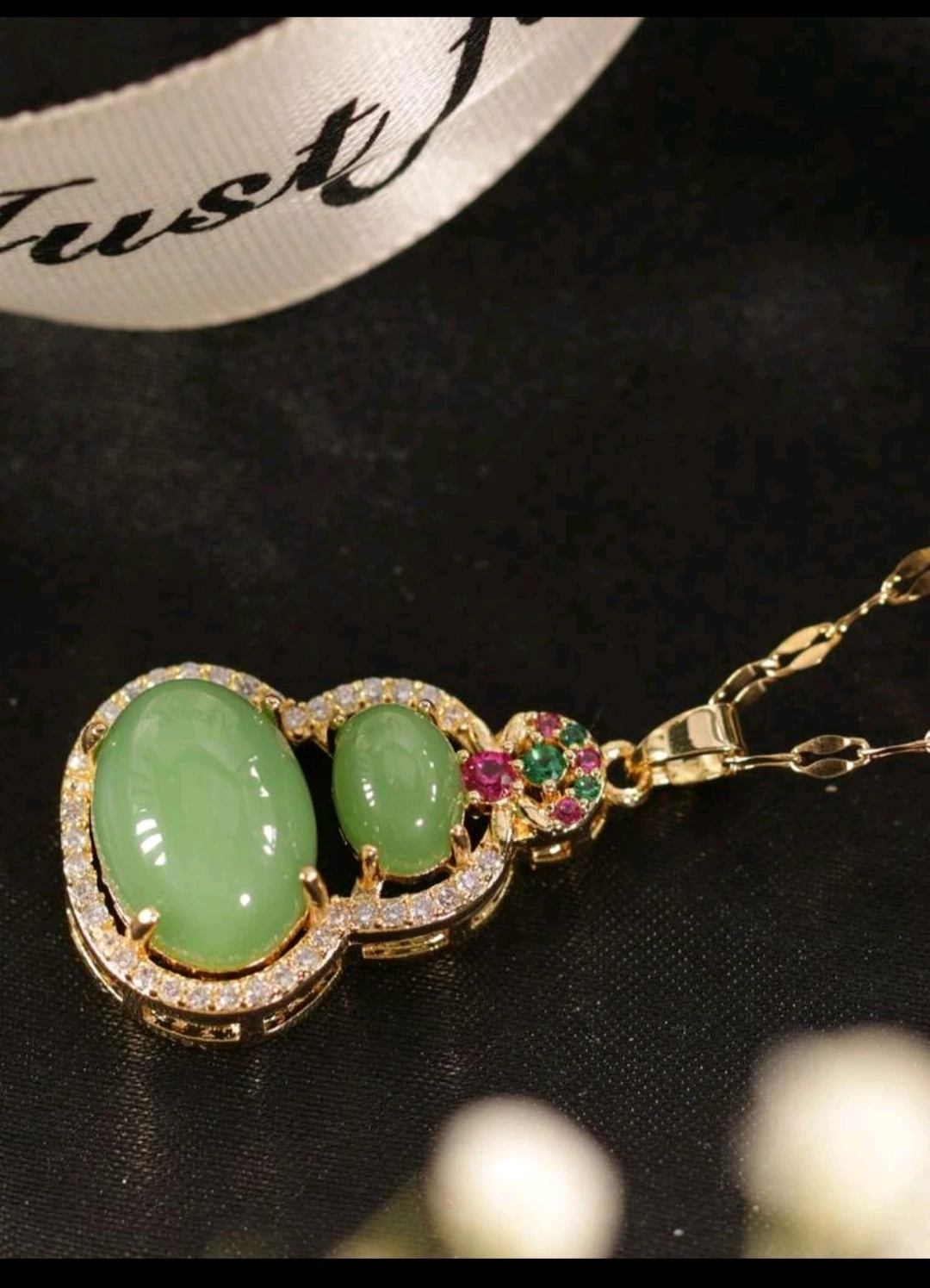 Collar colgante/ Calabaza: Suerte & Éxito. Jade imitación  6