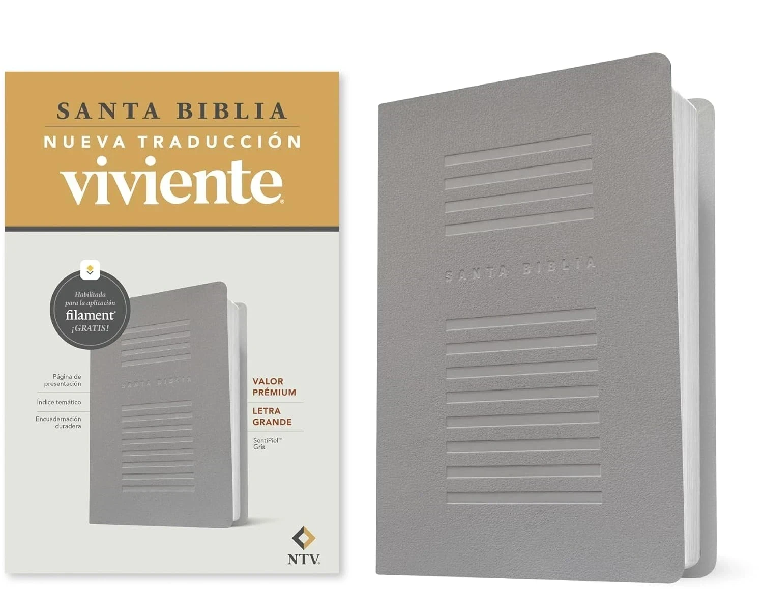 Biblia valor premium NTV letra grande sentipiel gris 4