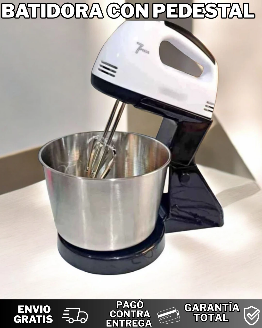 BATIDORA ELÉCTRICA 7 VELOCIDADES CON PEDESTAL 