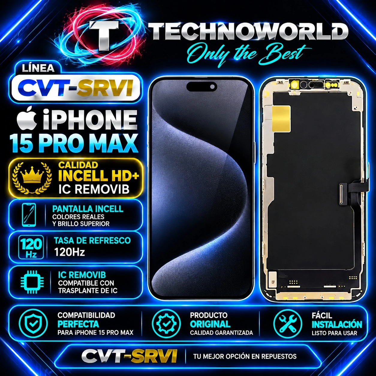 Mod iPhone 15 pro max Incell Hd+ 120hz ic remov