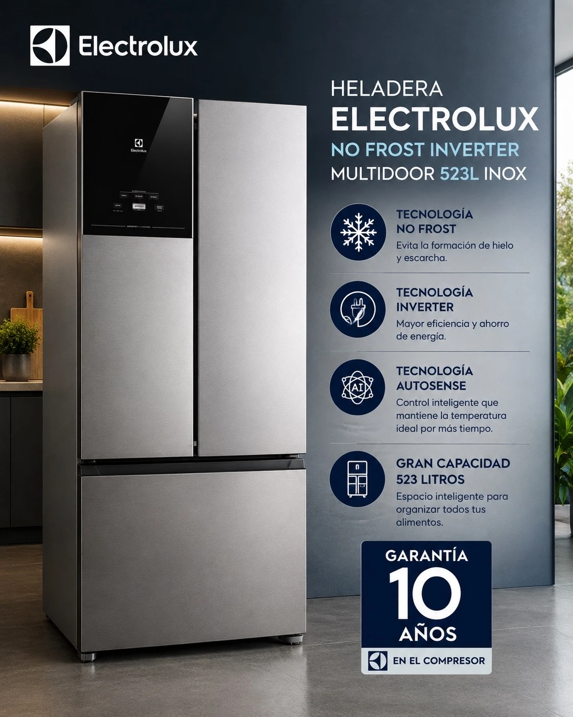 HELADERA ELECTROLUX IM7S NO FROST INVERTER 523L MULTIDOOR INOX ‼️SOLO POR PEDIDOS ‼️ 