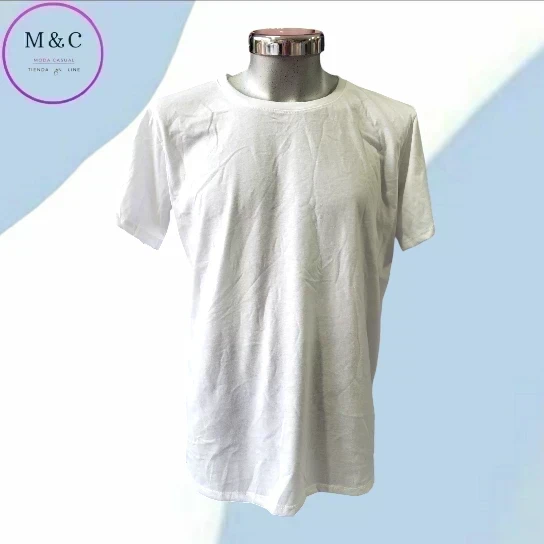 Playera lisa G blanca algodon manga corta 