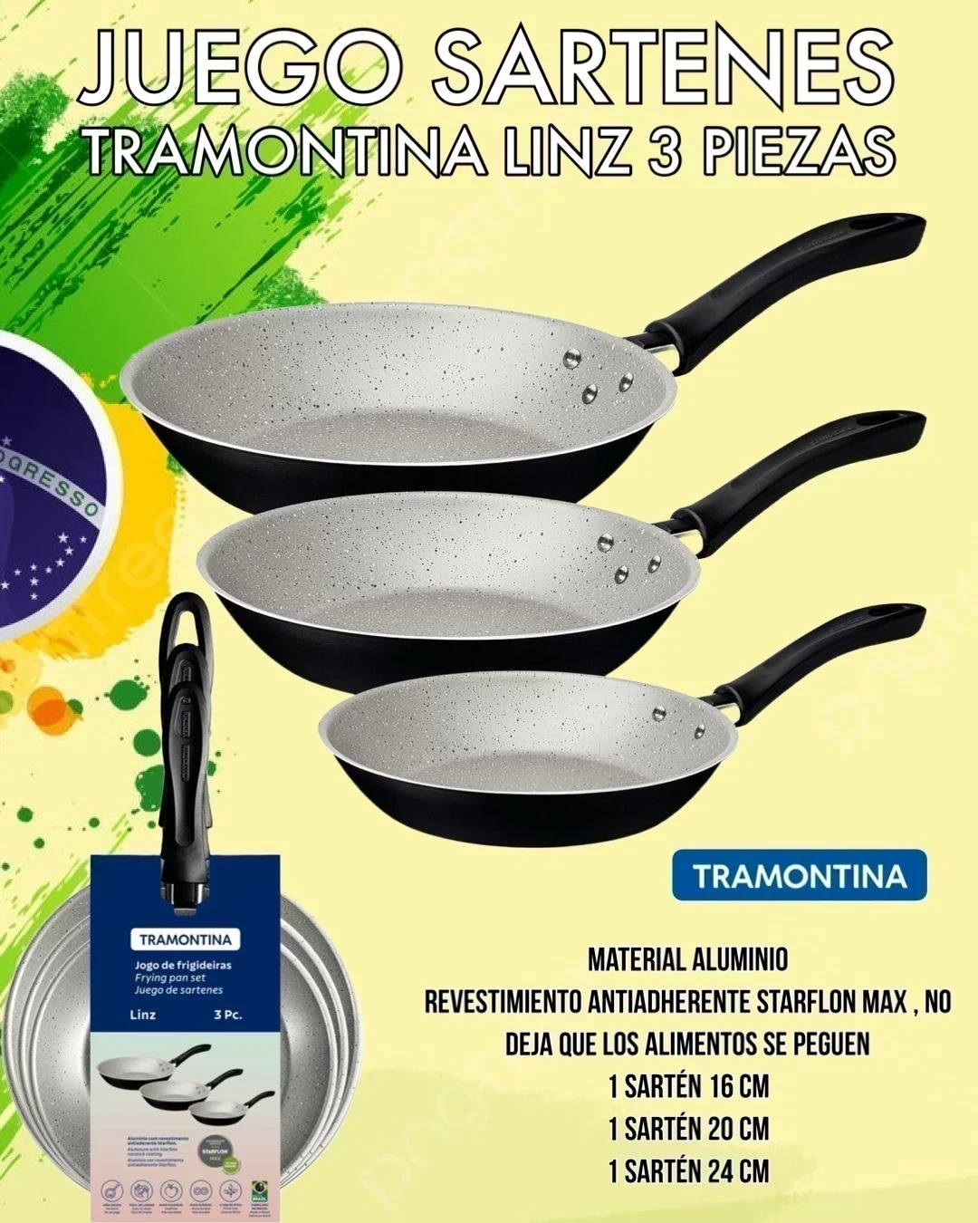 JUEGO SARTÉN TRAMONTINA, kit x3