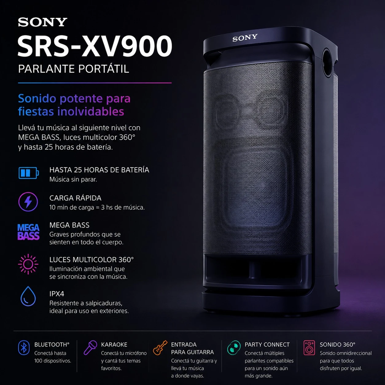 PARLANTE PORTATIL SONY SRS-XV900