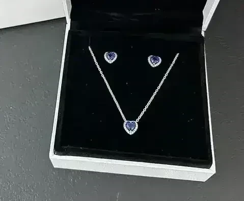 Conjunto Collar Corazón  Relieve Azul  4