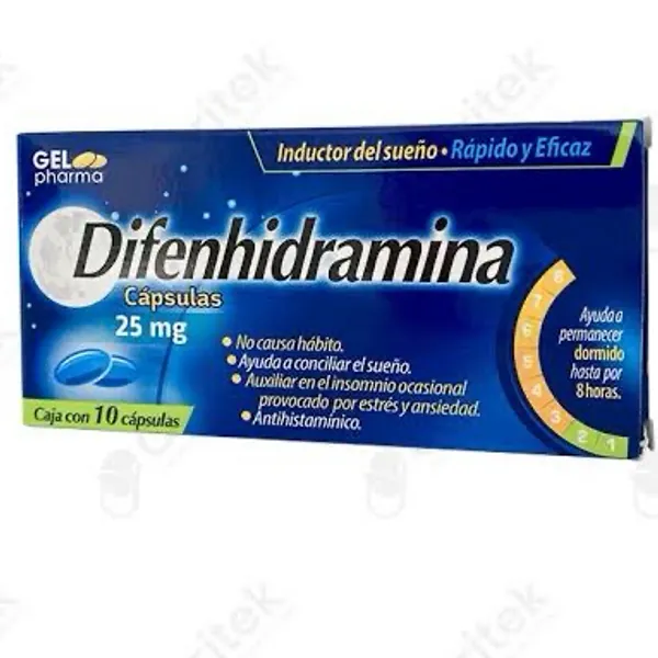 Difenhidramina 25mg/caja con 10 capsulas