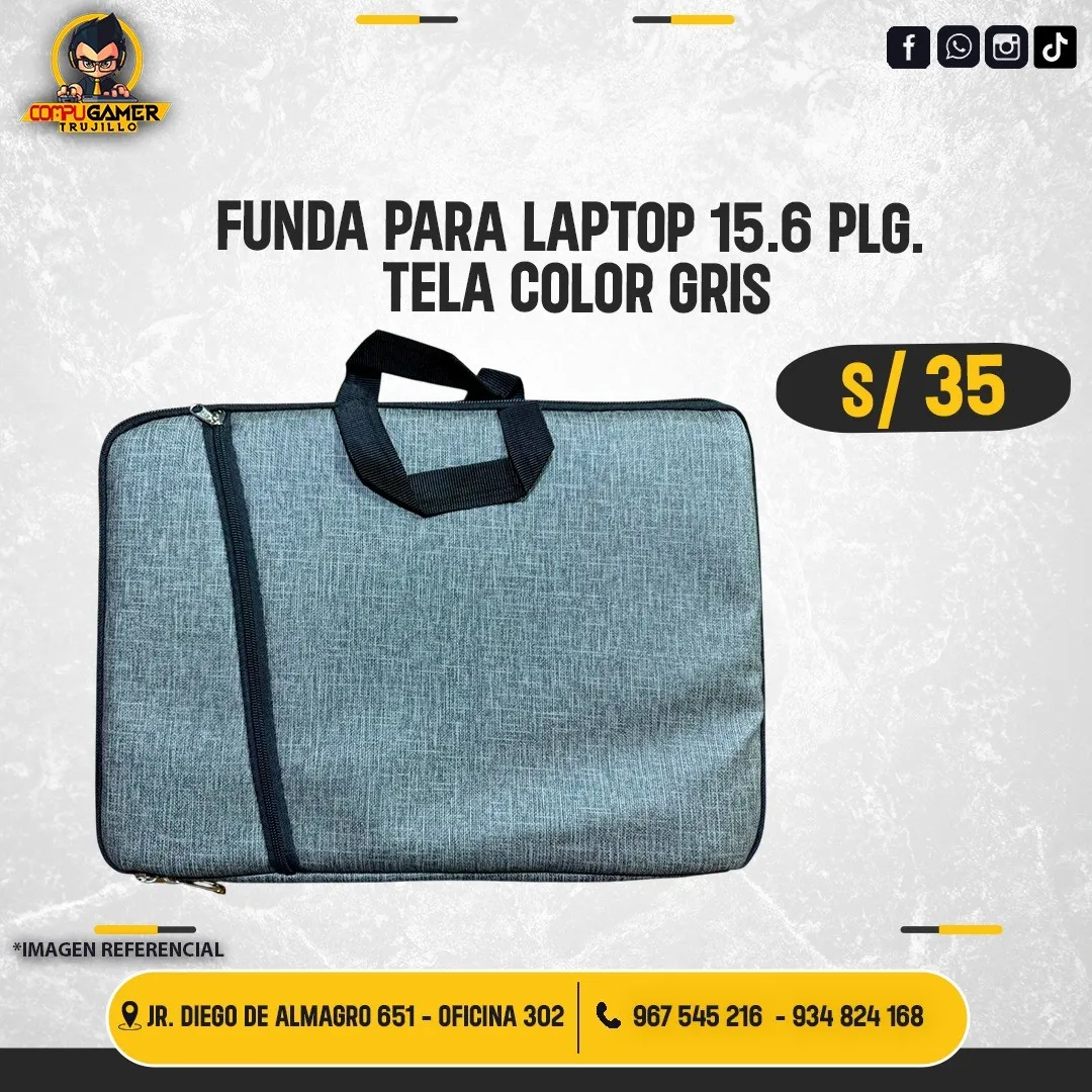 FUNDA PARA LAPTOP DE TELA COLOR GRIS