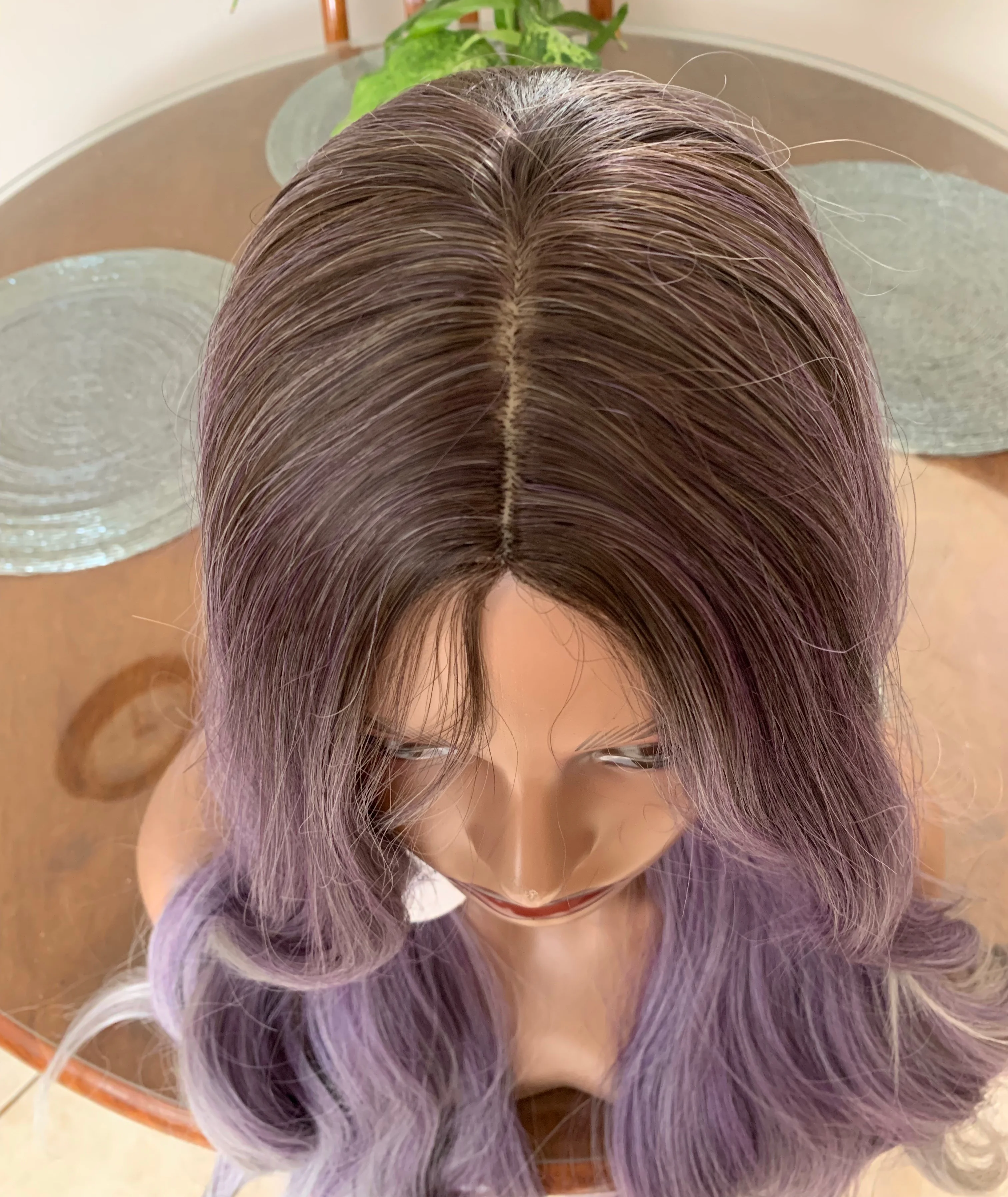 Peluca fantasia morada con gris  5