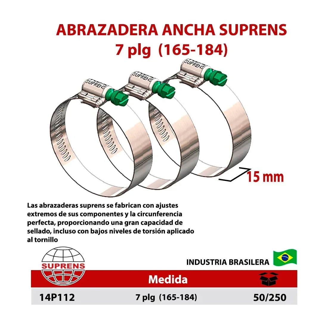 ABRAZADERA PERFORADA SUPRENS 7" (165-184)
