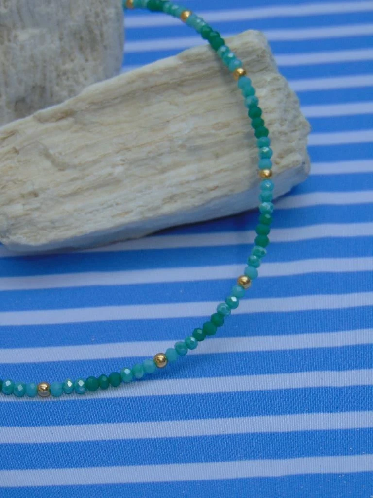 CHOKER ACERO DOR MURANO VERDE
