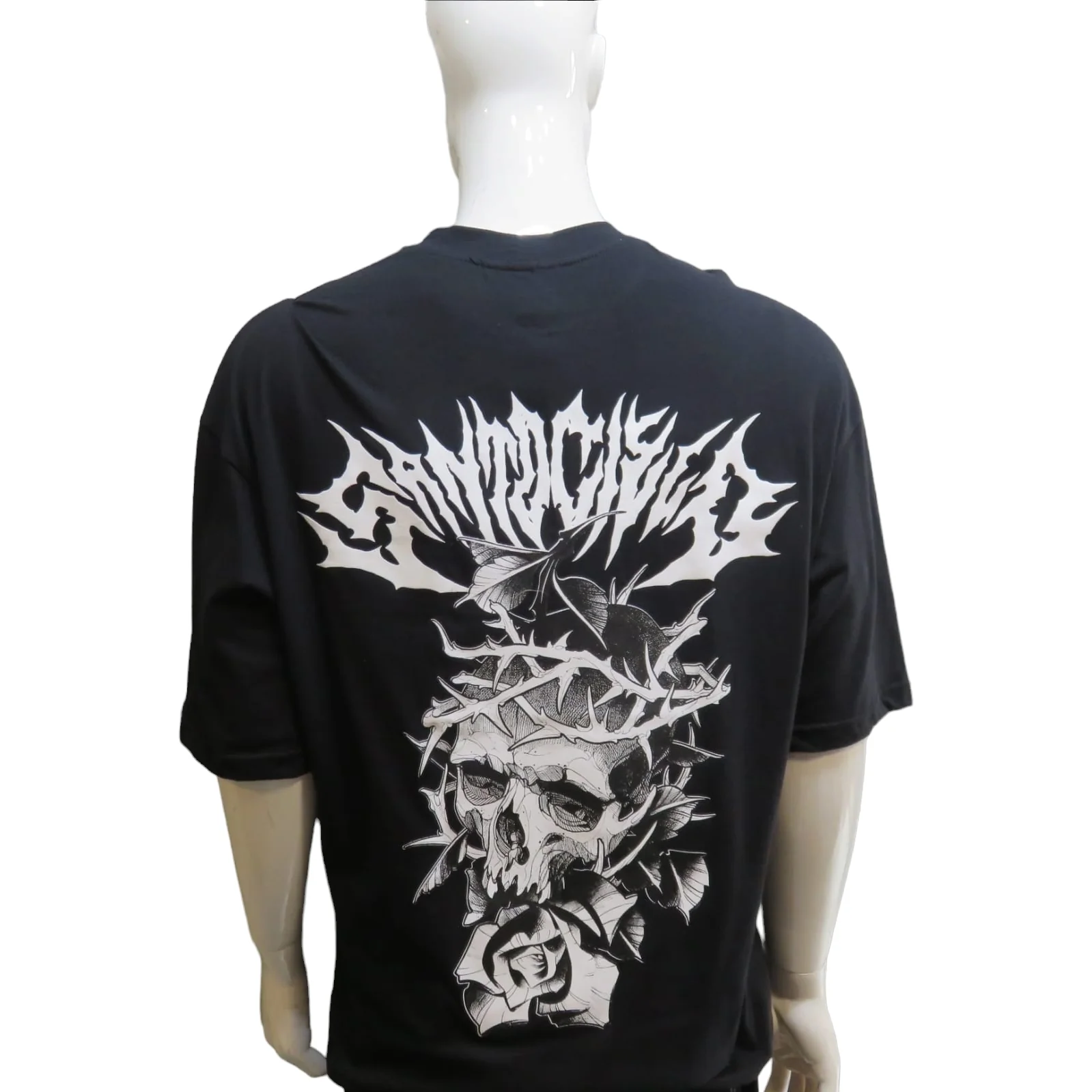 Playera negra santo cielo de craneo 2