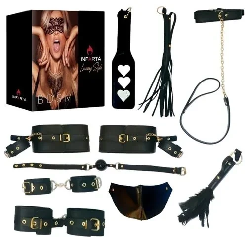 Kit Luxury Negro Y Herrajes Dorados 9 Piezas