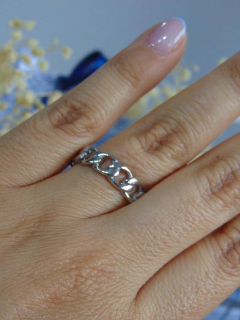 ANILLO ACERO PLATE ESLABON TALLAS