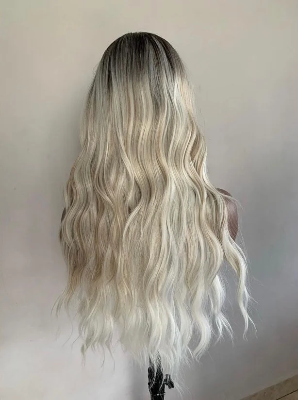 Peluca ombre negro h platino  5