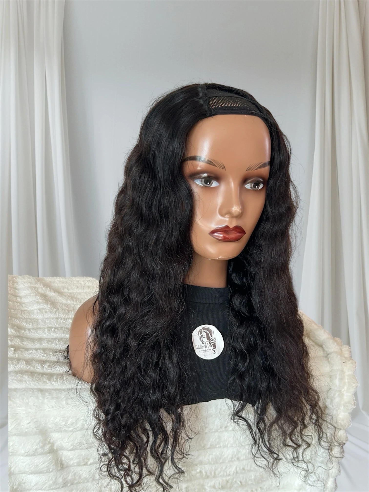 Peluca en V de cabello humano, rizos de agua, 28 pulgadas, 180% densidad  2