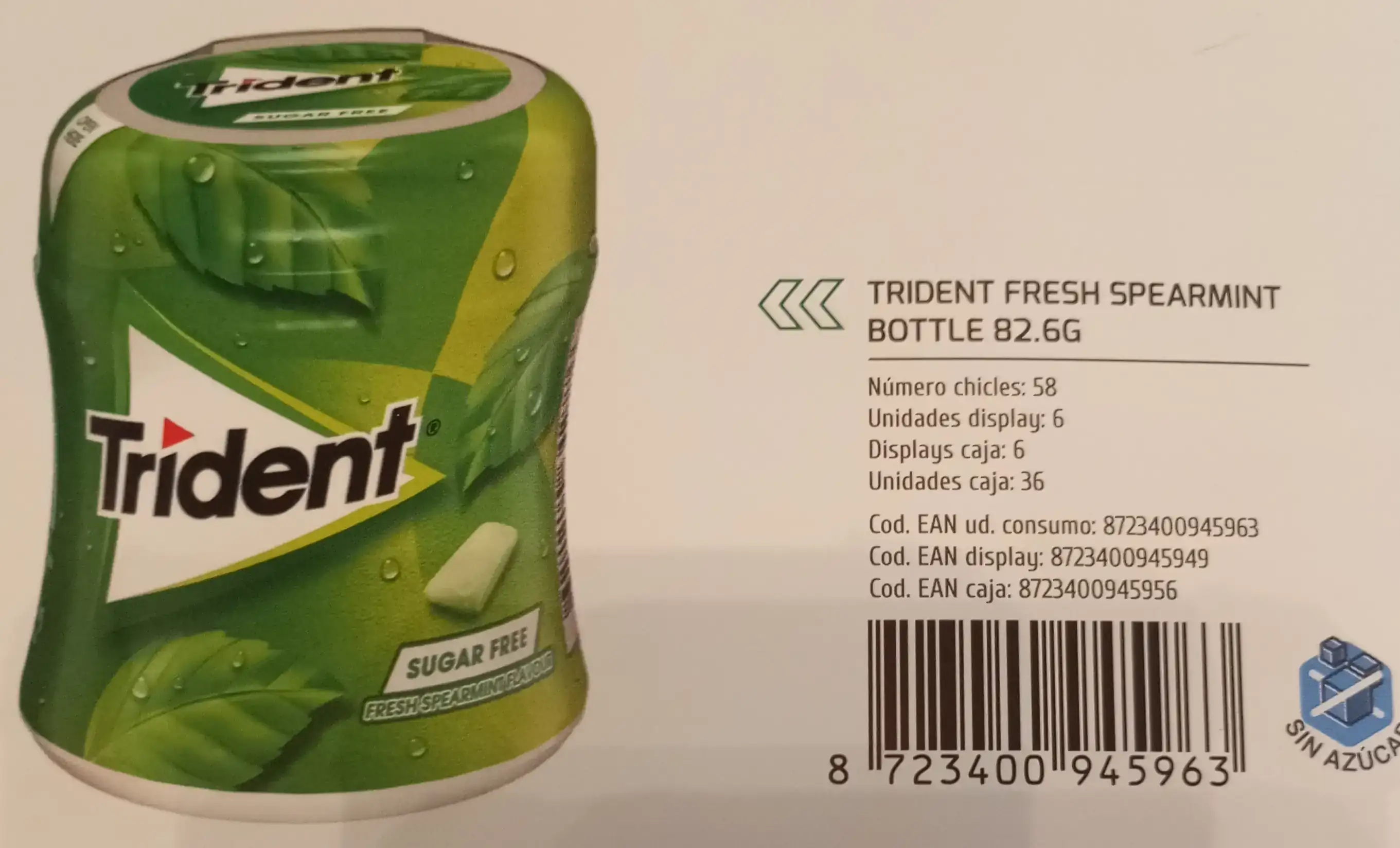 TRIDENT FRESH SPEARMINT BOTE