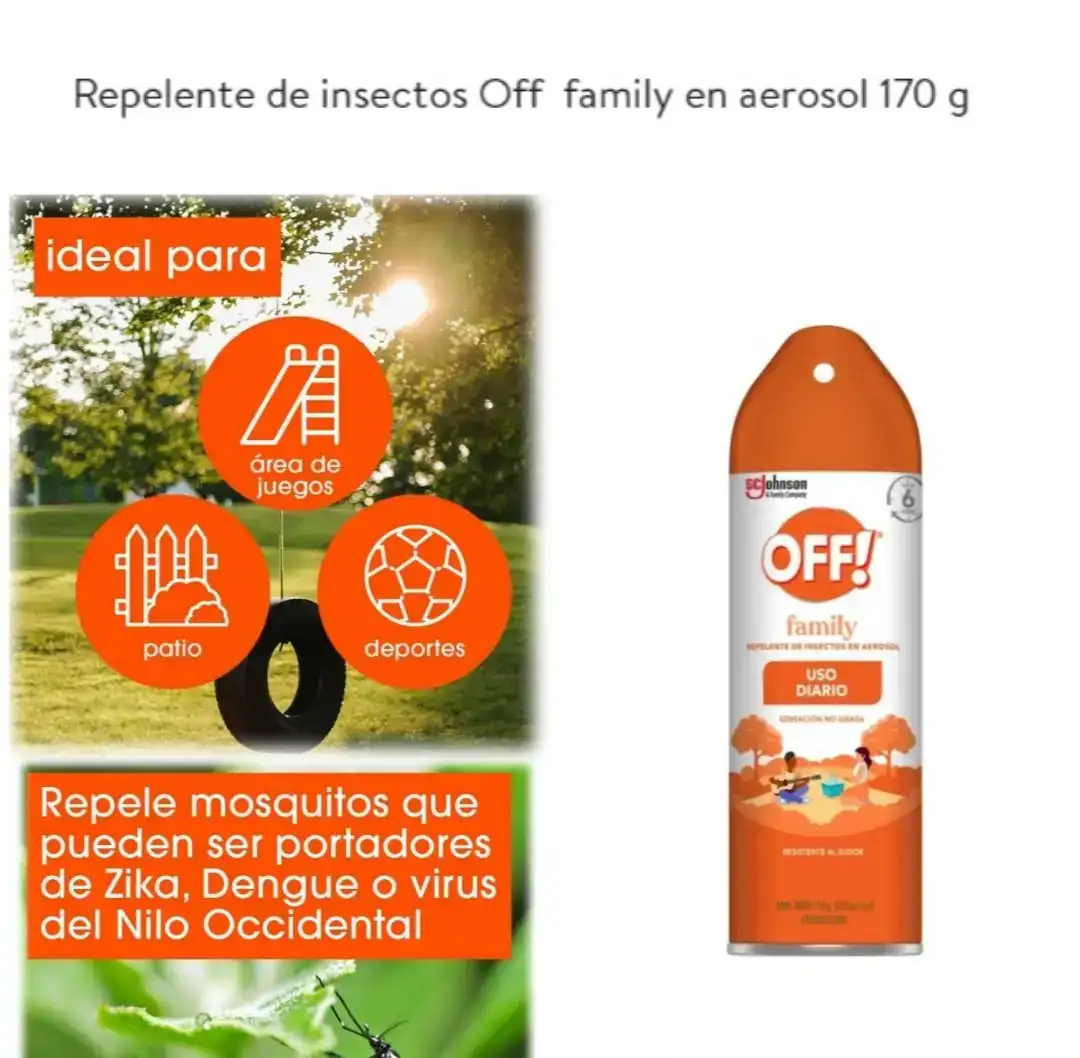 Repelente de mosquitos en Aerosol oFF! 170g