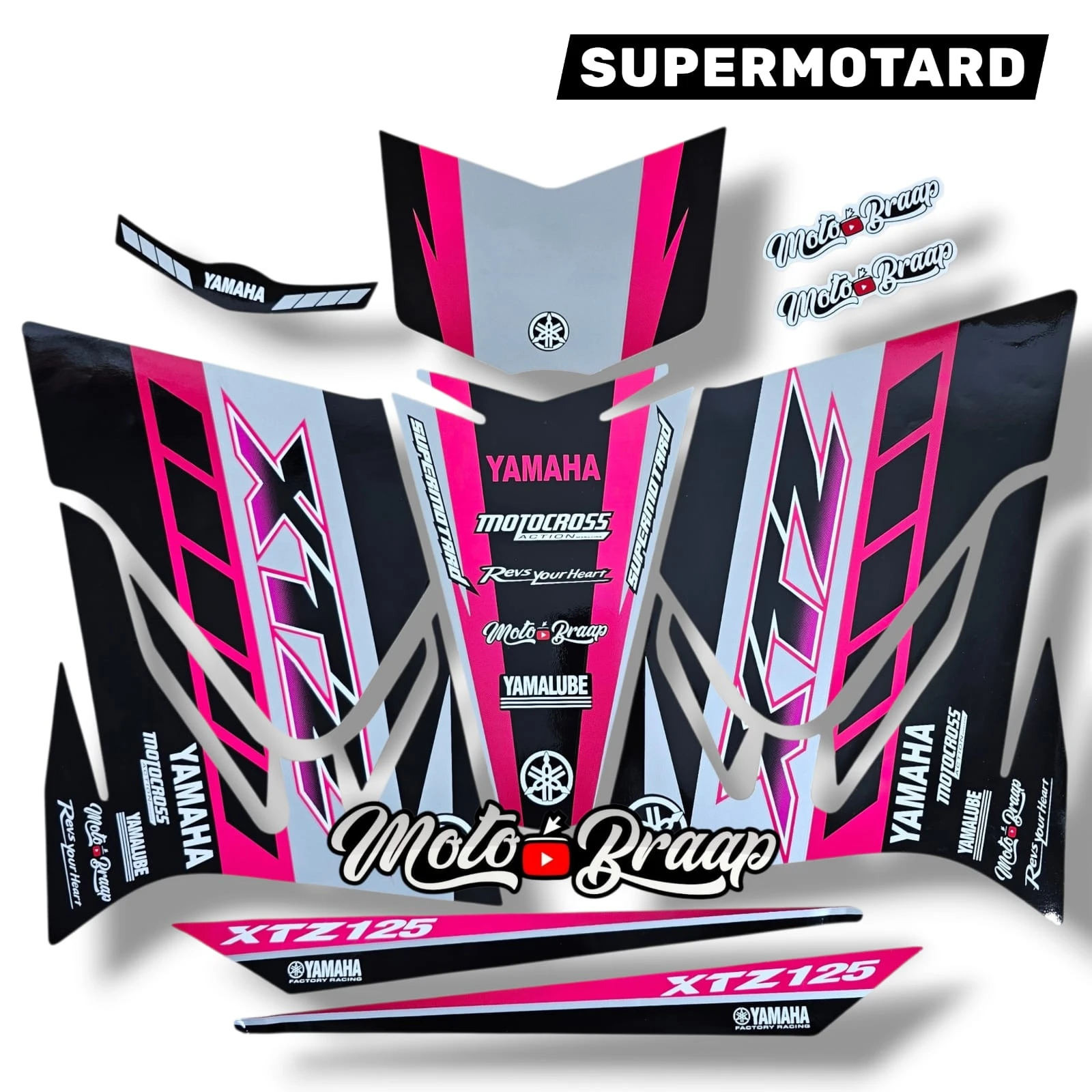 Xtz 125 calcomanias SUPERMOTARD Fucsia