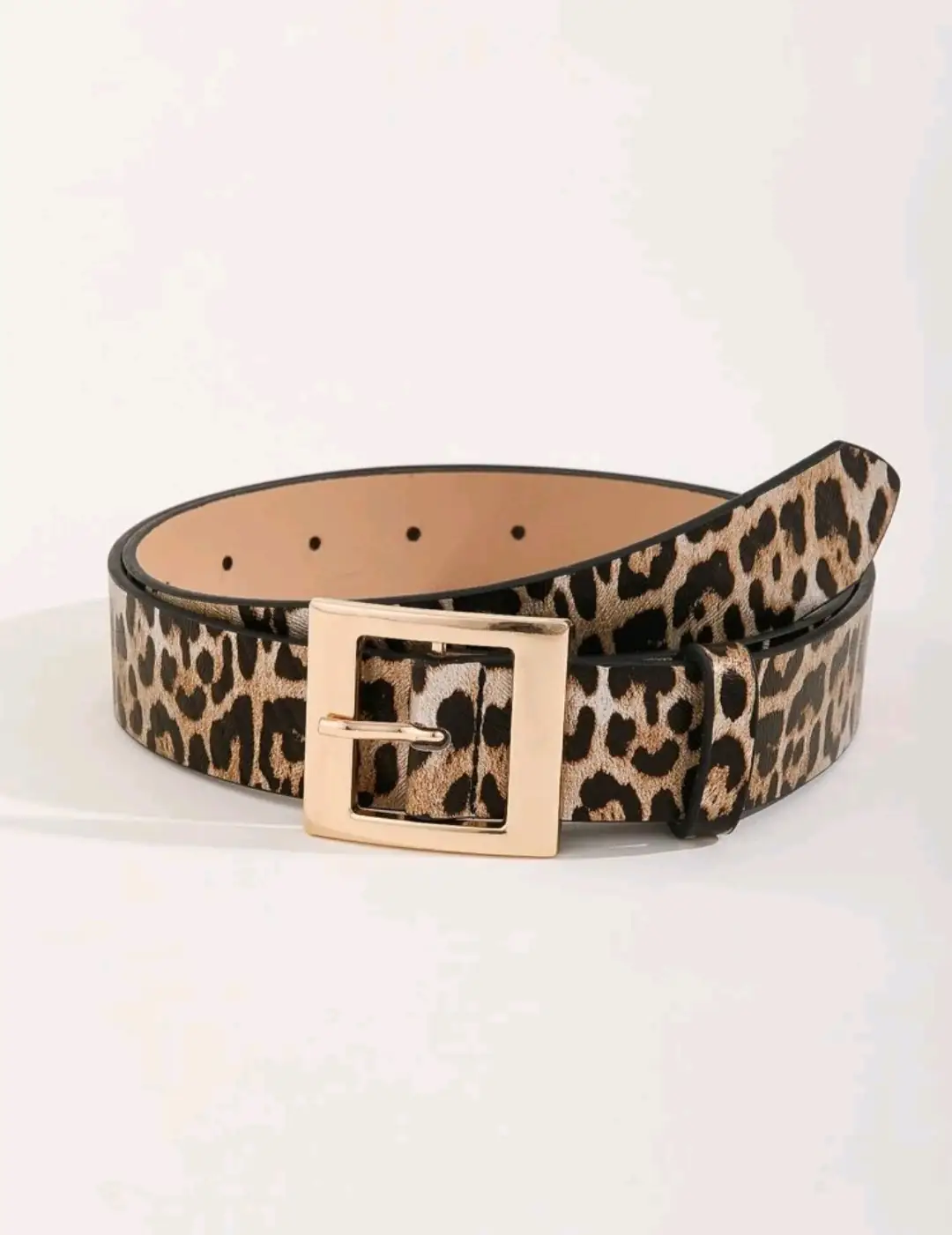 Cinturon estampado de leopardo hebilla cuadrada 