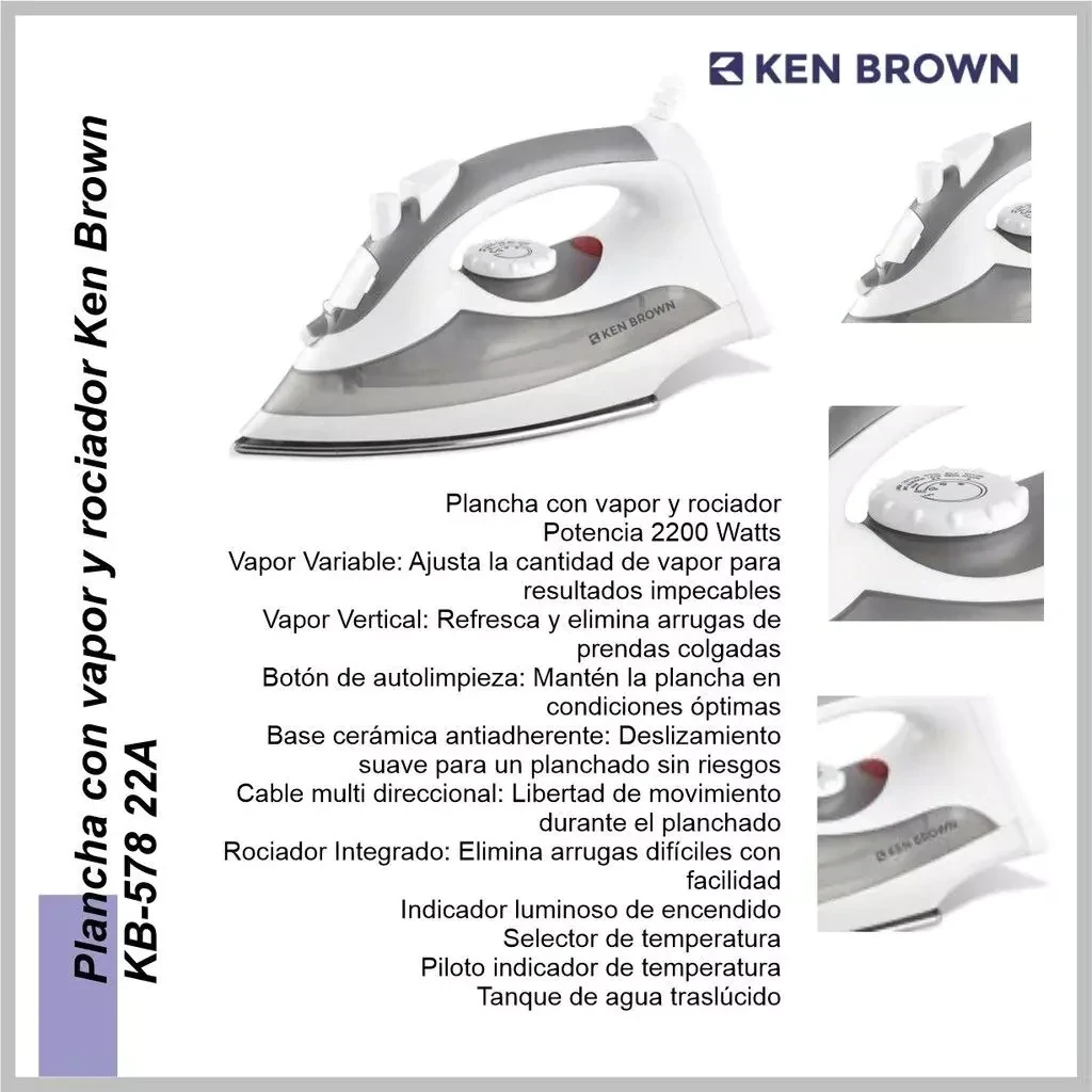 PLANCHA CON VAPOR Y ROCIADOR KEN BROWN 2