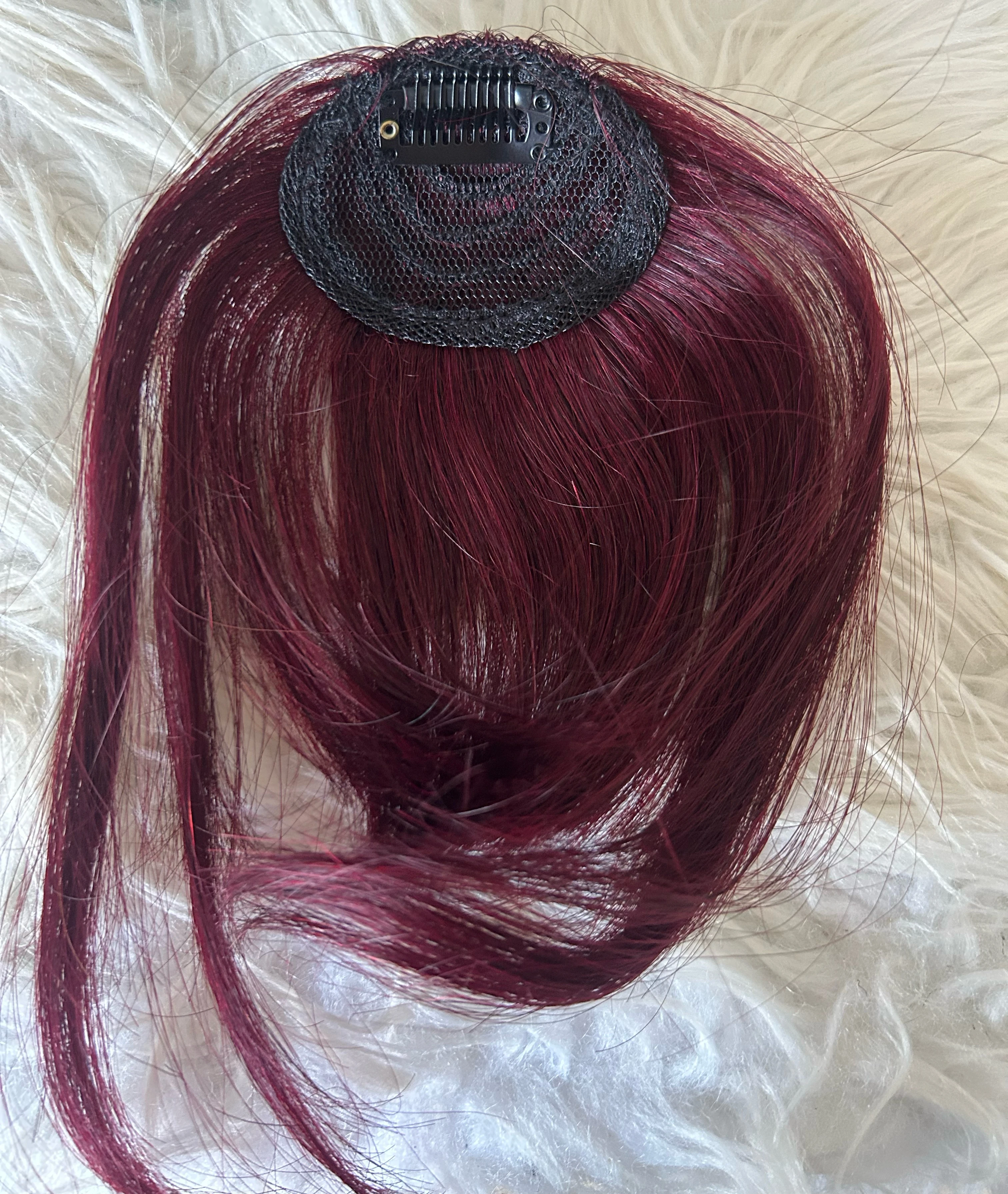 Flequillo cabello humano Borgoña  4