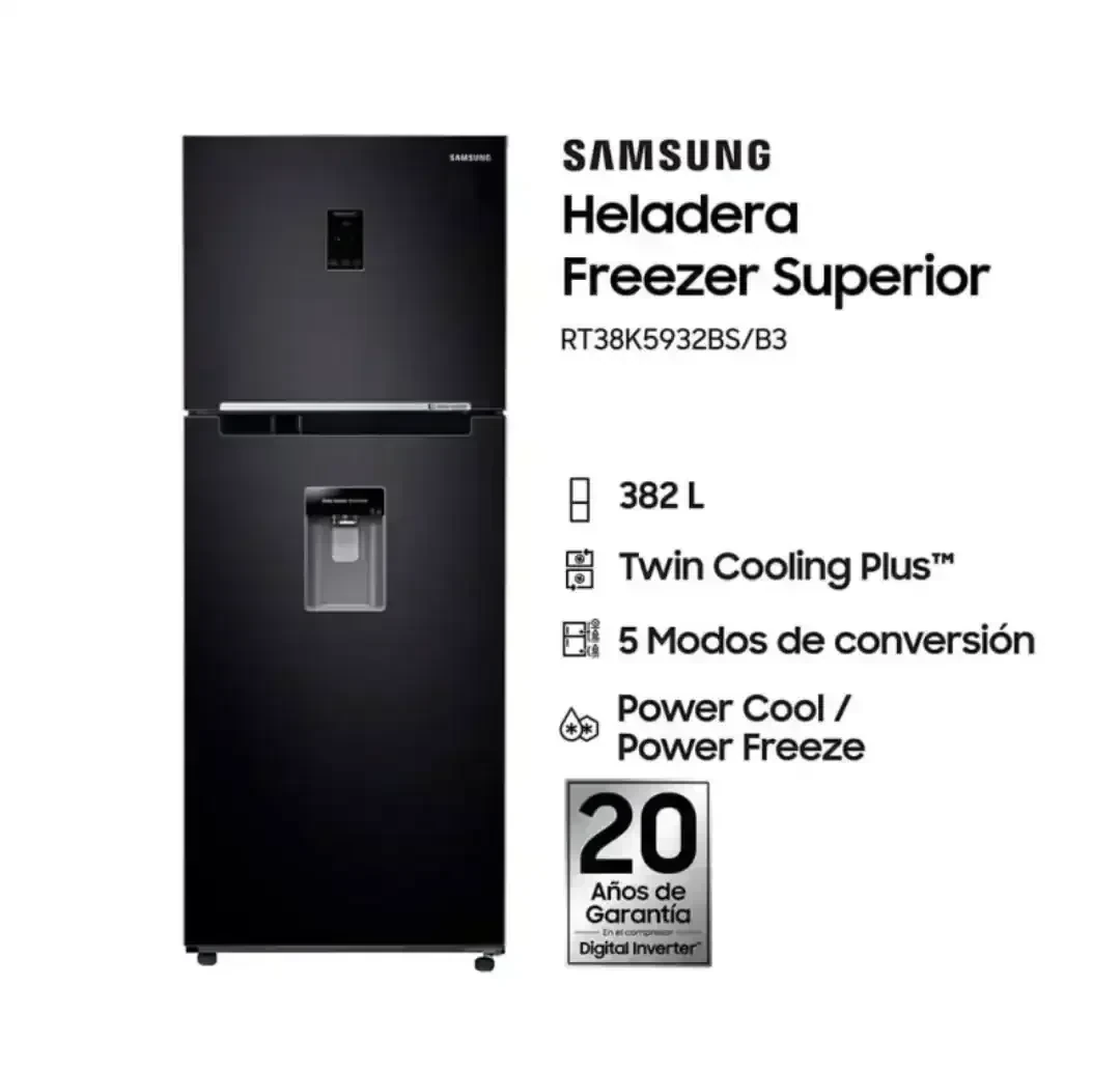 Samsung C/Disp. 382Lts. No Frost Inverter Rt38k5932bs