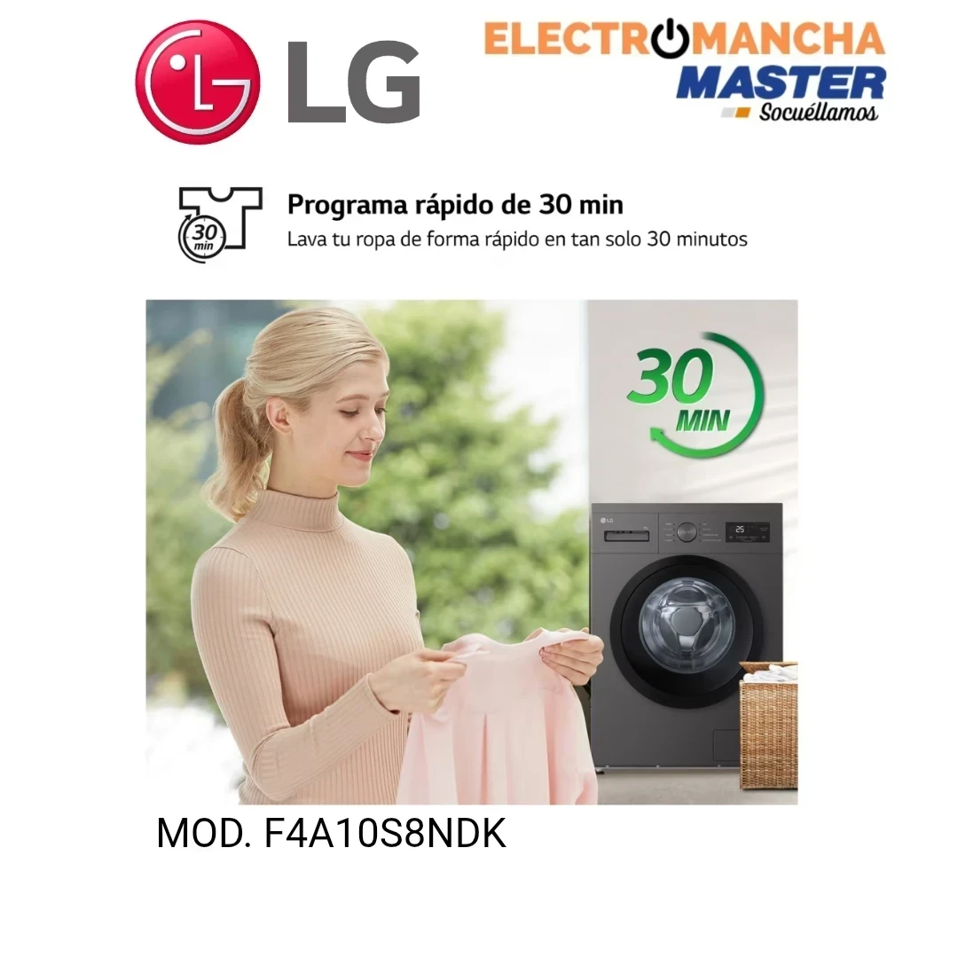 LAVADORA LG F4A10S8NDK 8 KILOS 1400 RPM A INOX 3