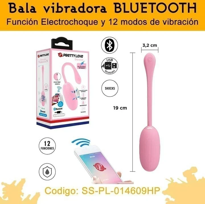 Bala vibradora con control via BLUETOOTH, funcion de ELECTROCHOQUE y 12 modos de vibracion