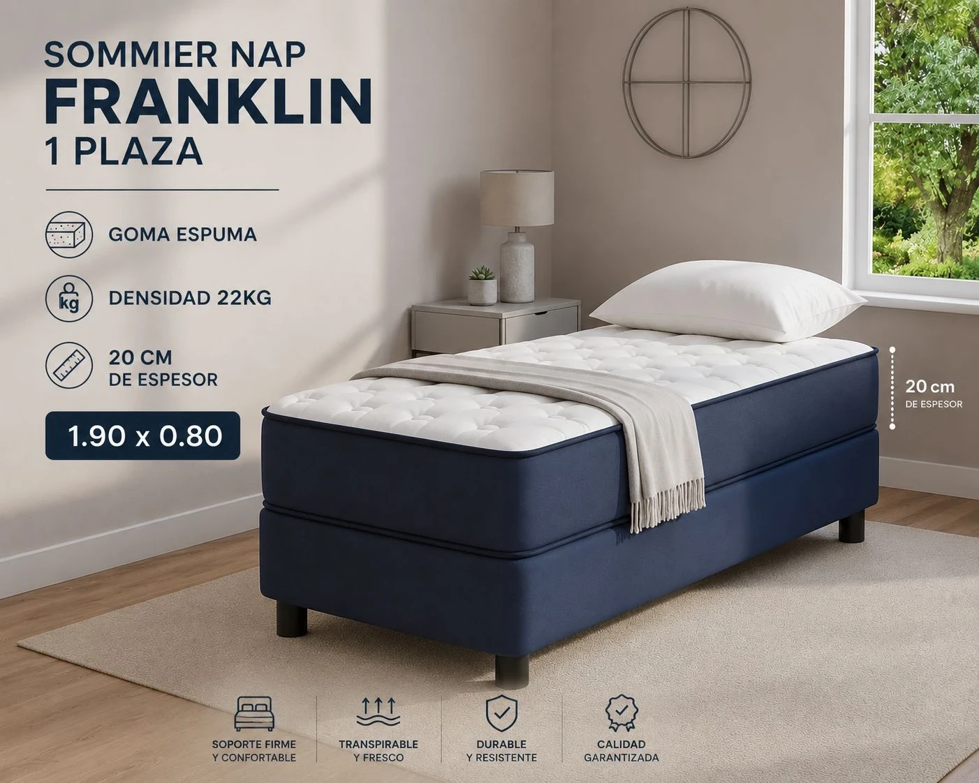 SOMMIER NAP 1 PLAZA 080CM X 190CM