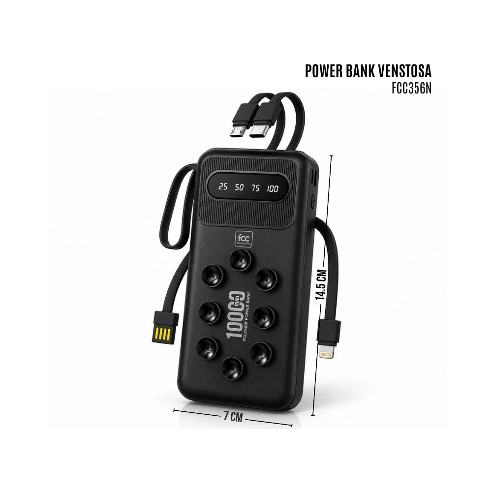 🔋 Batería Portátil • Ventosas • Cables Incorporados  3
