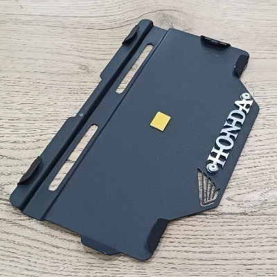 Honda AC XR 150 L / AC XR 190 L Porta placa con tornillos ocultos acero negro logo 3d cromado ML