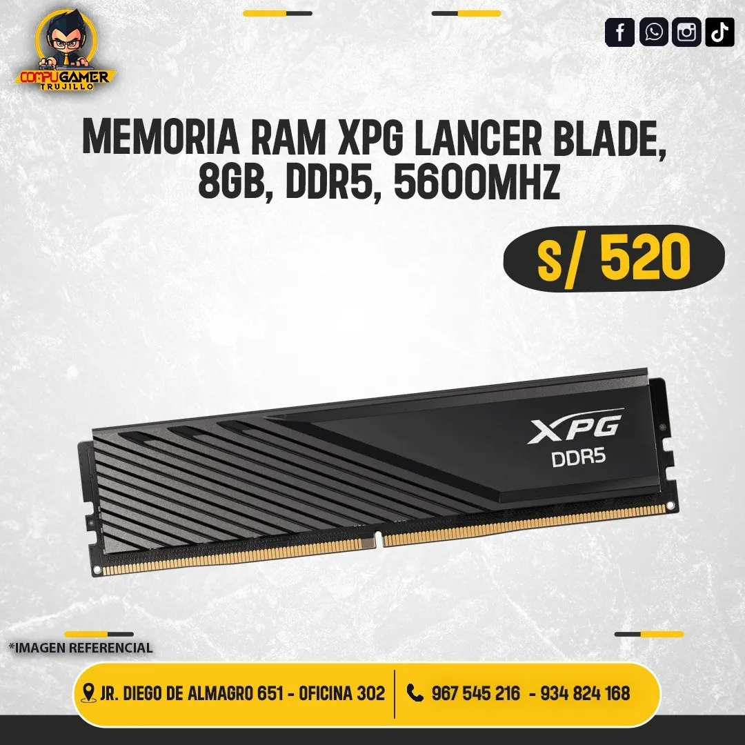 MEMORIA RAM XPG LANCER BLADE, 8GB, DDR5, 5600MHZ 