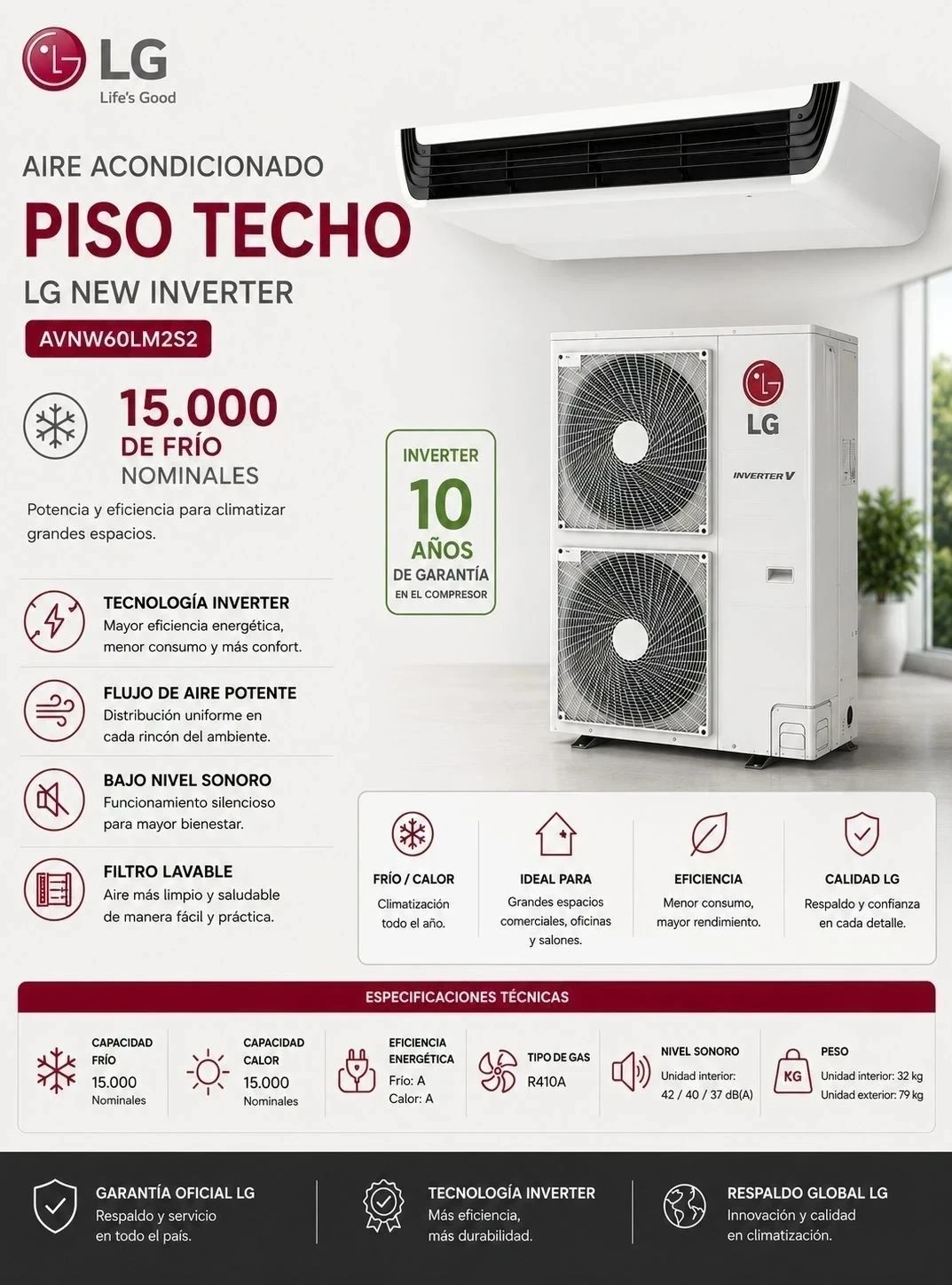 AIRE AC. LG PISO TECHO NEW INVERTER AVNW60LM2S2