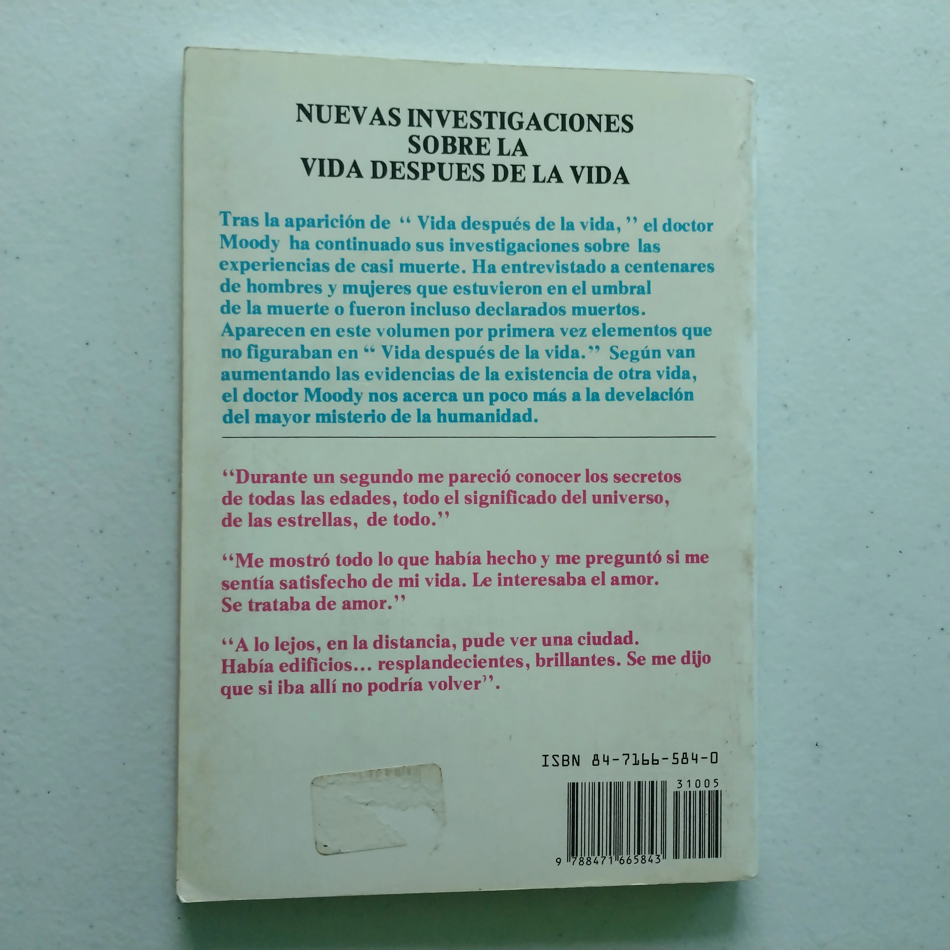 Reflexiones sobre la vida despues de la vida, Raymond Moodi jr, usado  2