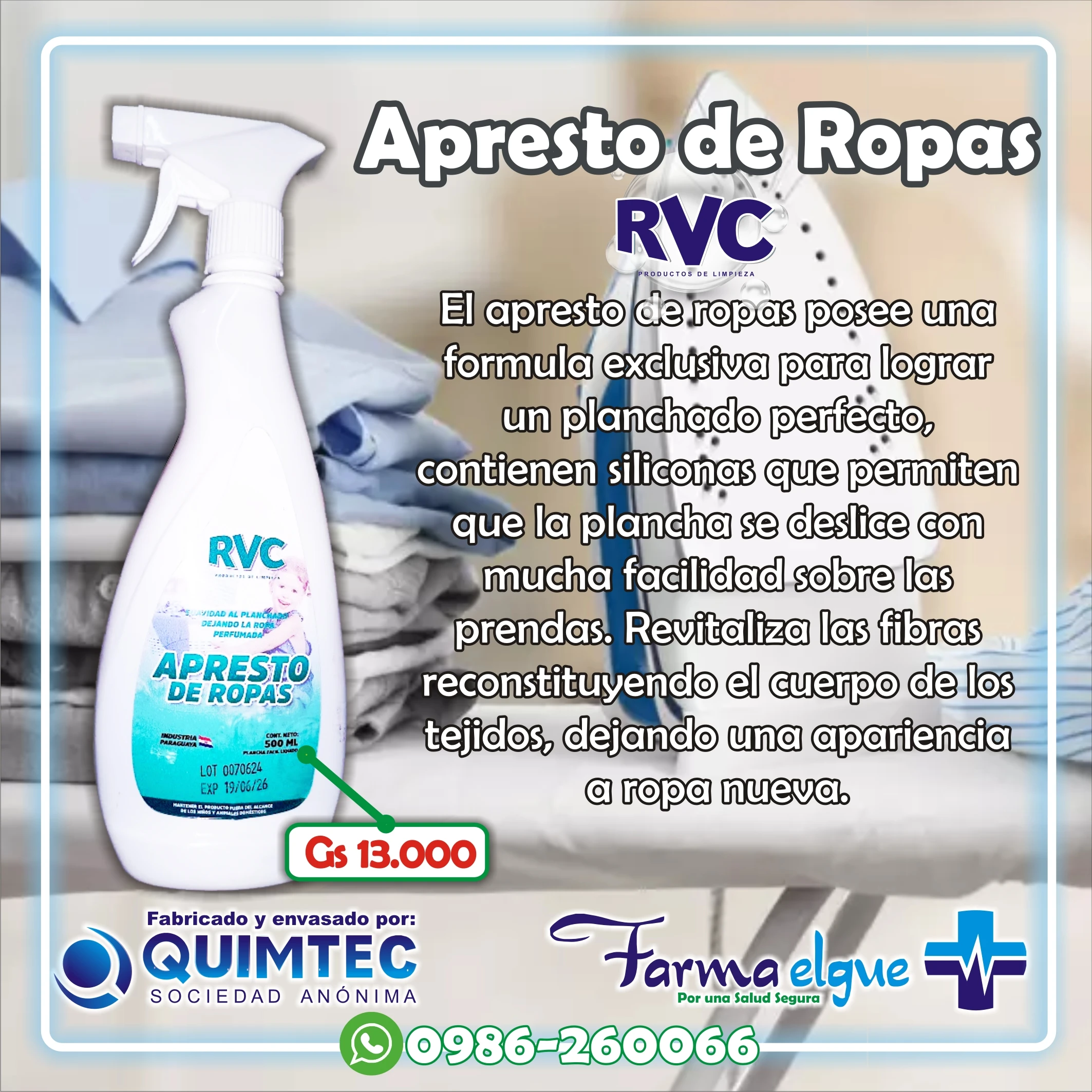 Apresto de Ropas RVC  500ml