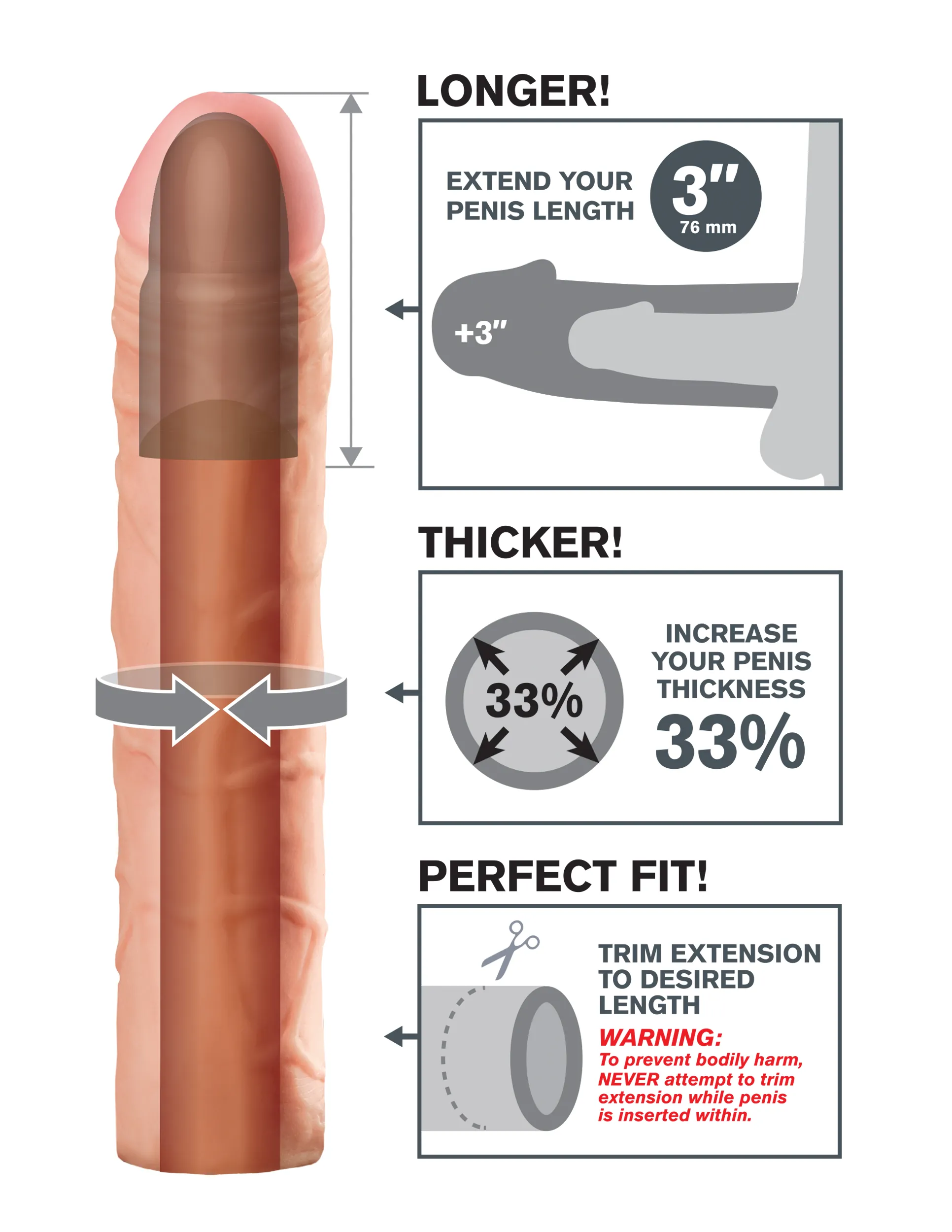 Fantasy X-tensions Perfect 3″ Extension – Flesh 3