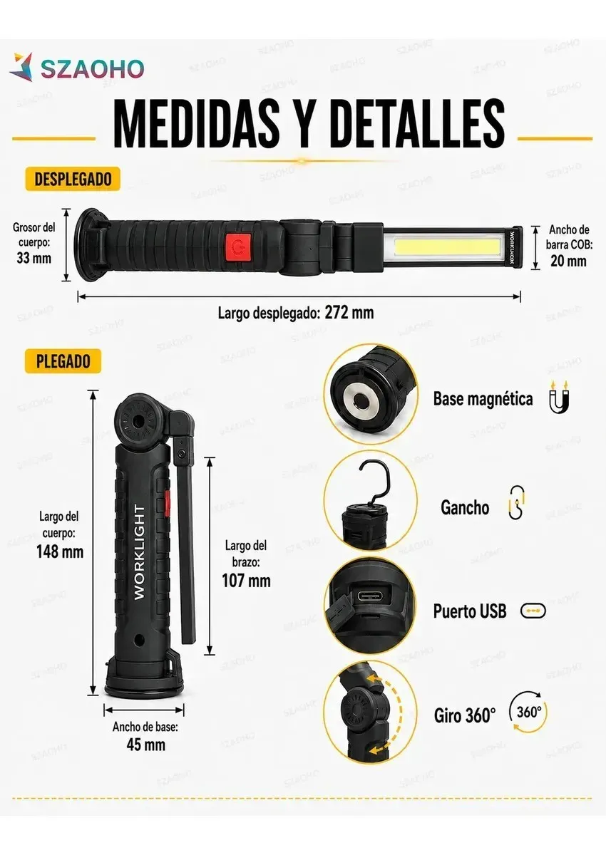 linterna magnética recargable 2