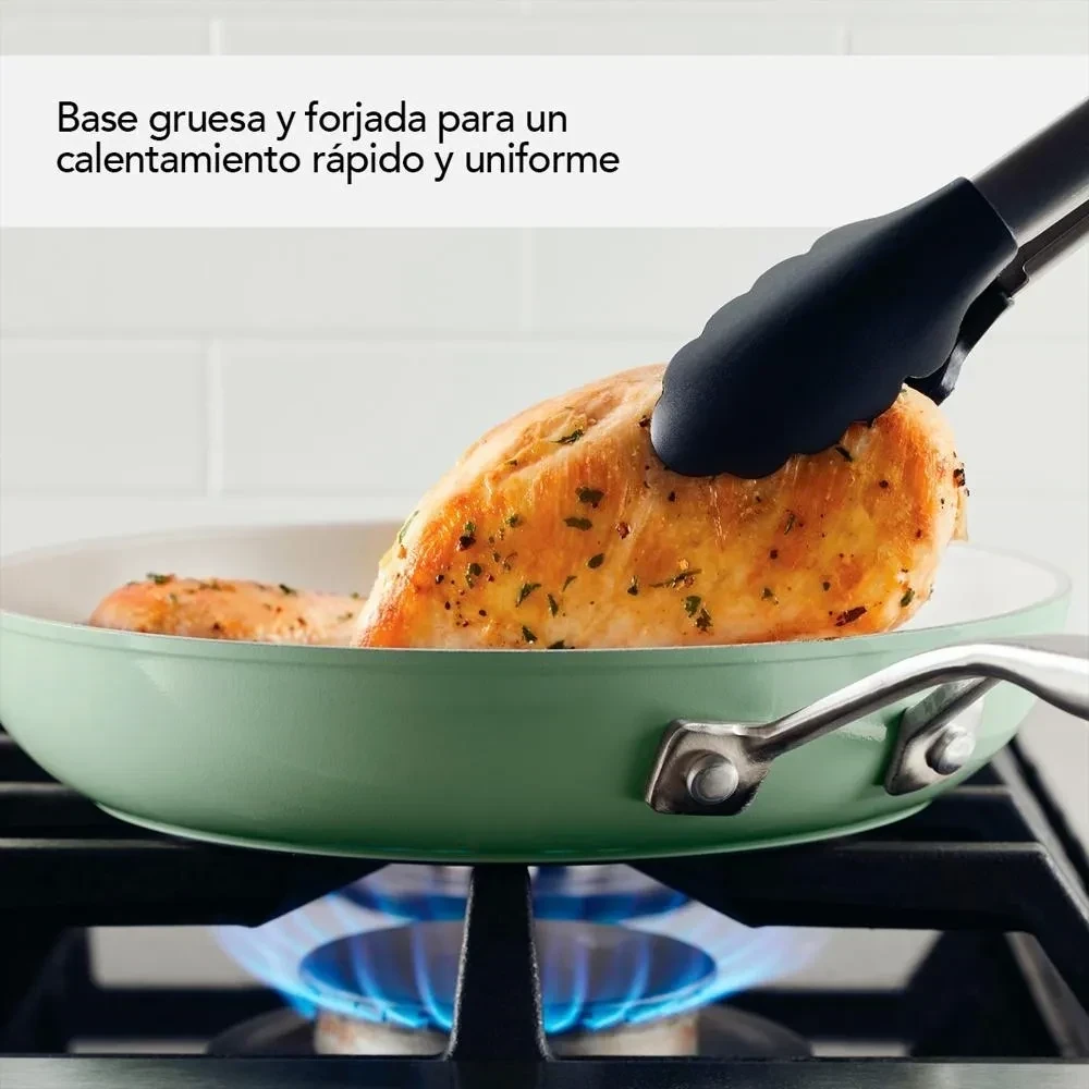 SARTEN KITCHENAID C/TAPA CERAMICO ANTIADHERENTE 84819 COLOR PISTACHO  2
